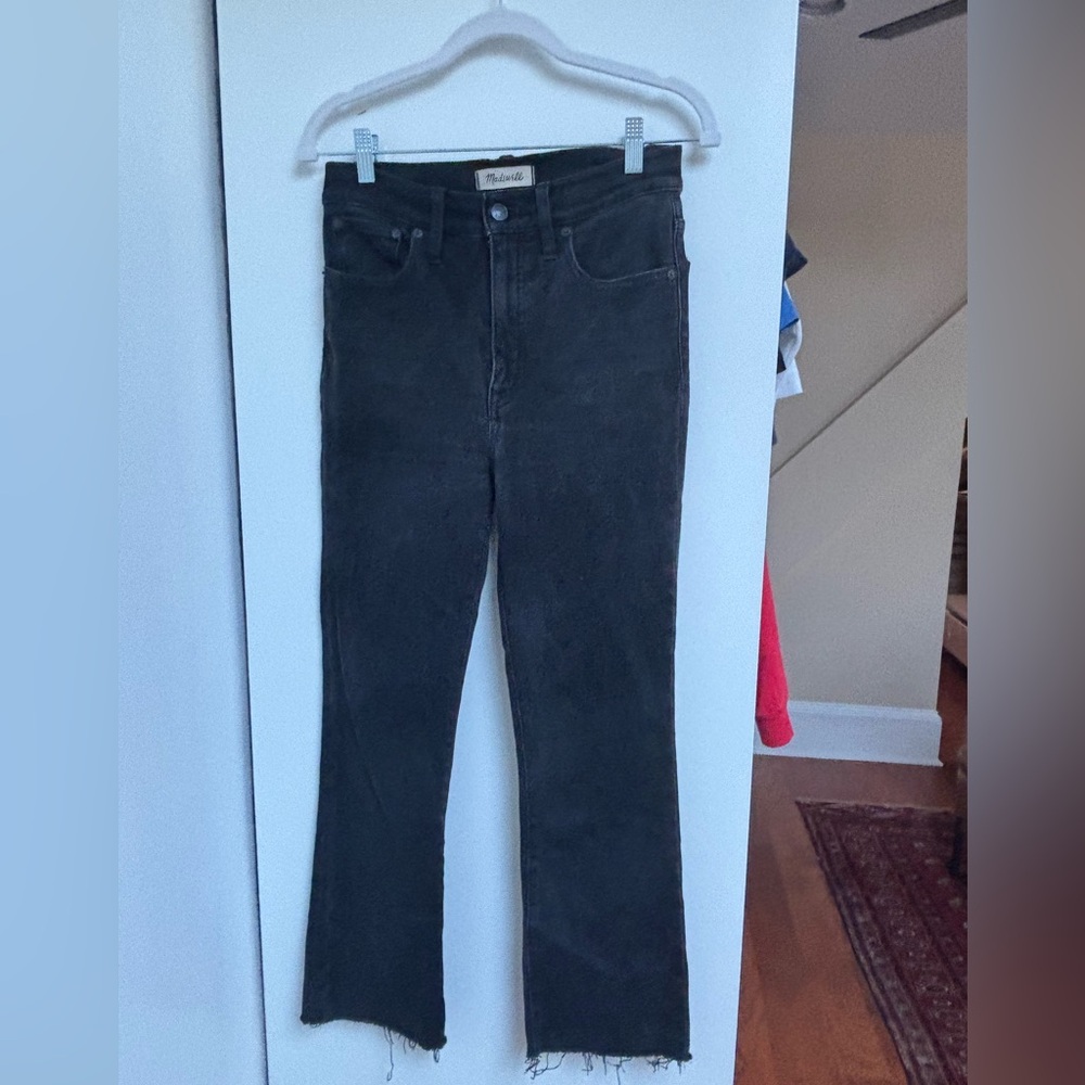 Madewell Black Straight Leg cutoff Jeans